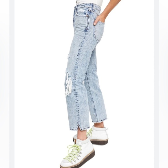 FREE PEOPLE Jeans Womens Indigo My Own Lane Distressed Straight Leg 26 OB985436 - Picture 2 of 10